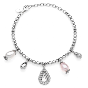 Bracciale in Argento con perle di cristallo e zirconi