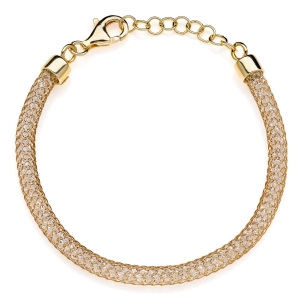 Silver bracelet  with mesh and crystals
