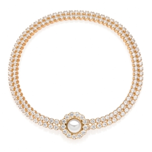Bracciale in Argento con perla di cristallo e zirconi