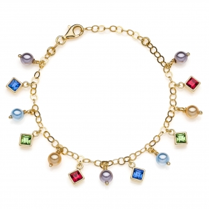 Silver bracelet with crystals