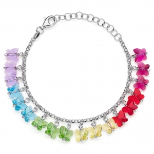 Silver bracelet with crystals