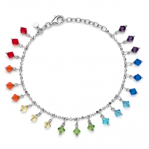 Silver bracelet with crystals