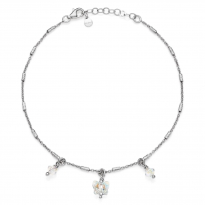 Silver anklet with crystals