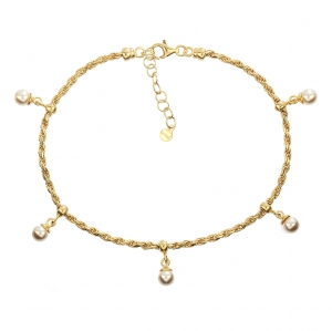 Cavigliera in Argento con perle 