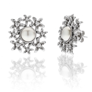 Orecchini in Argento con perle di cristallo e zirconi