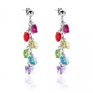 Silver earrings with crystals