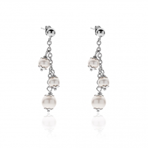 Silver earrings with crystal pearls