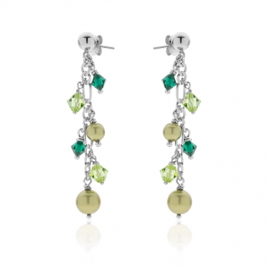 Silver earrings with crystals