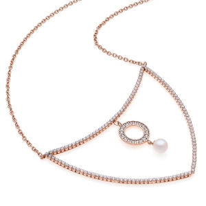Collana in Argento con perla di cristallo e zirconi