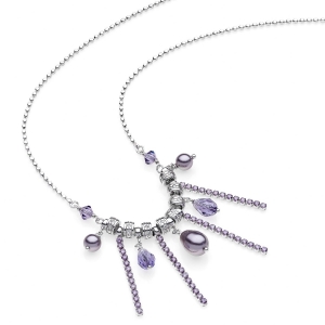 Collana in Argento con perle di cristallo e zirconi