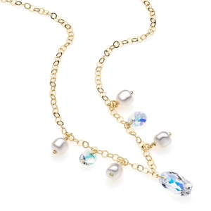 Silver necklace with crystal and pearls