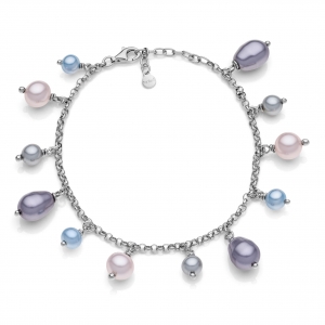 Silver bracelet with crystal pearls